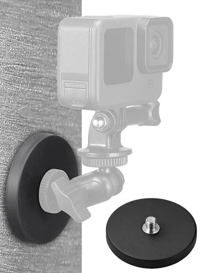 1pc Or 2pcs Strong Magnetic Camera Mount With 1/4" Thread, Suitable For Action Cameras, Phones, Lights And Monitors, Compatible With Insta360 GO 3 Accessories, For Car, Boat And Outdoor Shooting