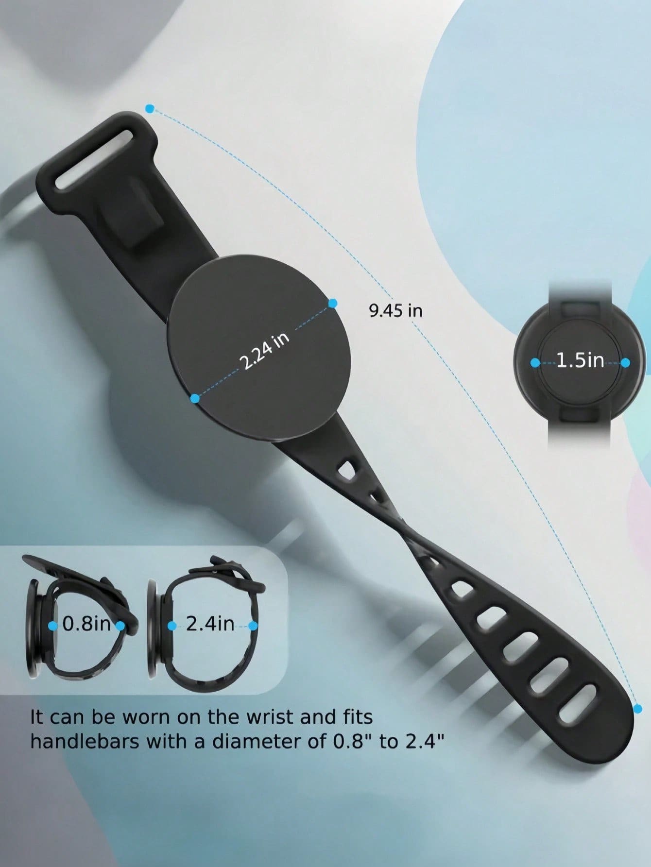 360° Adjustable Silicone Wristband Magnetic Phone Holder, Compatible With MagSafe, Fits 0.8"-2.4" Handles, Suitable For Cycling, Running, Driving, Live Streaming And Home Fitness