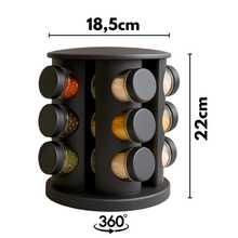 Spice Rack With 12 Stainless Steel Condiment Jars And Rotating Stand - MÀU ĐEN (12 hũ) - Xem 2
