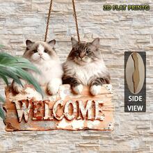 1 peça, Placa de Madeira Vintage Plana 2D (Placa de Sinalização Exterior e Decoração de Parede, Placa de Madeira Bem-vindo ao Lar do Gato) - Multicolorido - Ver 2