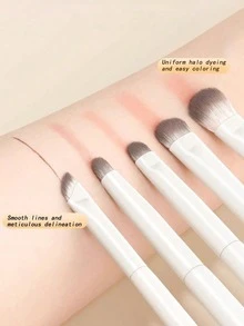 1/5件套眼部化妆刷套装，斜角眼线刷，眼影晕染刷 - 米色 - 查看 2