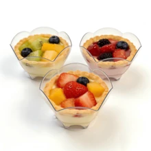 10/20/30/50pcs Reusable 90ml Plum Blossom Clear Dessert Cup Plastic Parfait Cup For Dessert Sampling - 彩色 - 查看 9