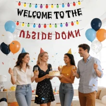 1 Set Theme Birthday Party DIY Letter Garland Glitter Banner, "Welcome To The Other Side" Shiny Theme Party Halloween Birthday Party Decorations, Suitable For Theme Gathering Home Room Decor - View 4
