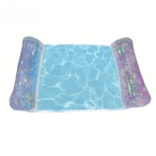 游泳池充气漂浮吊床，可折叠条纹渐变亮片漂浮床，水上娱乐吊床，躺椅漂浮筏 - 亮片浮排 - 查看 3