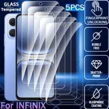 防震钢化玻璃手机屏幕保护膜 5 片装，兼容多种型号，高清钢化玻璃膜，9H 硬度，兼容手机壳，易于安装，防刮花，无气泡，全覆盖，春季礼物 - 無色 - 查看 166