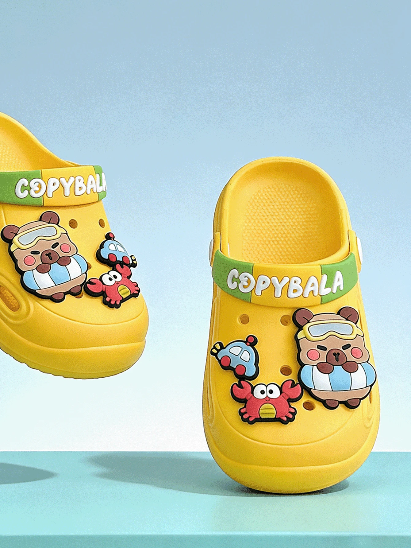 2026 Summer New Soft Bottom Baby Sandals, Cabala Pig Cartoon Boys Garden Shoes, Toddler Outdoor Cartoon Slippers, Suitable For Boys And Girls To Wear Yellow Beach Hole Shoes - Yellow - View 1