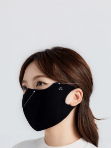 1件/2件/3件裝 女款時尚純色黑色/棕色/灰色/薰衣草紫/粉色 鑲鑽防曬輕量面罩套裝，適合旅行、度假、戶外活動（面罩尺寸偏小） - 純色 - 查看 2