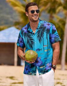 Men's Tropical Hawaiian Shirt Casual Coconut Tree Print Short Sleeve Shirt Beach Shirts For Men Tropical Shirts For Men Men Summer Shirts Men Beach Shirts Button Up Tropical Graphic Beach Shirt - p10 - 查看 2