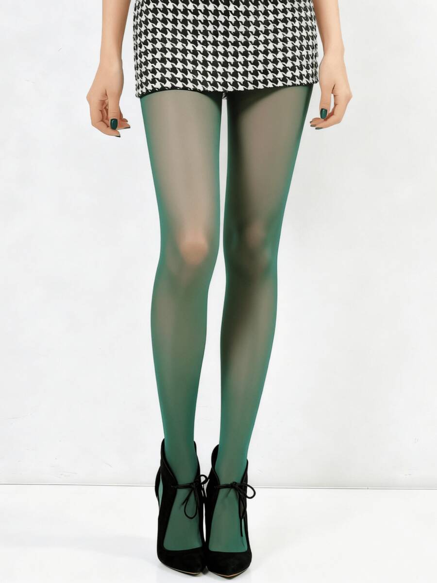 1 Pair Plus Size Women's Skin-Friendly Silky Sheer Pantyhose, Smooth Sexy Confident Charm Display - Green - View 1