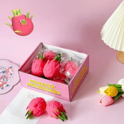 1pc Pitaya Squeeze Toy, Realistic Pitaya Squeeze Toy, Super Quick Rebound Squeeze Stretch Squeeze Toy, Teens & Adults Stress Relief Toy, Birthday/Holiday Gift