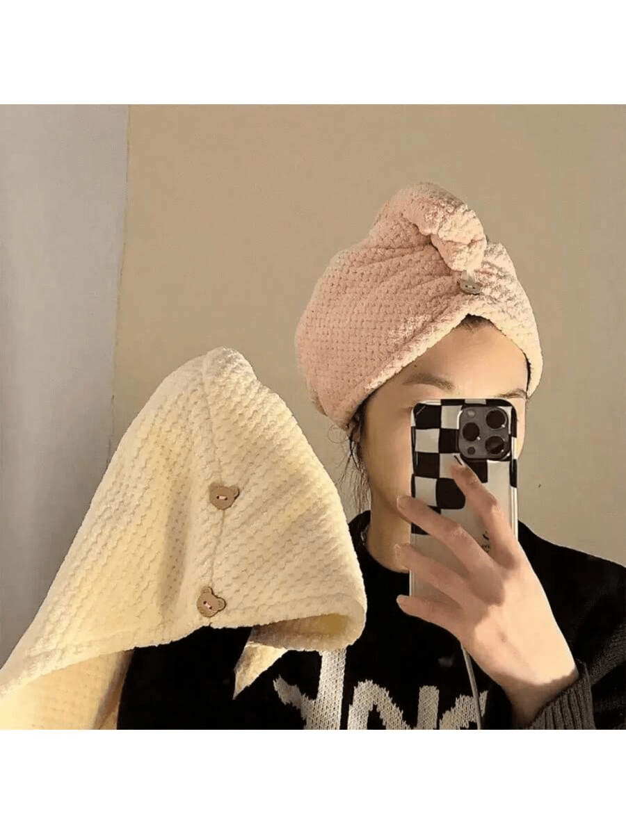 قبعة شعر من ألياف فائقة الرقة ماصة وسريعة الجفاف - قبعة شعر ماصة فائقة وسريعة الجفاف، ناعمة ومناسبة للشعر المجعد/الرطب - مضادة للكهرباء الساكنة، للاستخدام بعد الاستحمام أو السباحة - للتحكم في التجعد، لف مريح، امتصاص عالي، العناية بالشعر