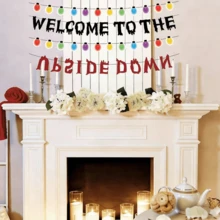 1 Set Theme Birthday Party DIY Letter Garland Glitter Banner, "Welcome To The Other Side" Shiny Theme Party Halloween Birthday Party Decorations, Suitable For Theme Gathering Home Room Decor - View 3