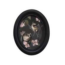 Gothic Style Oval Photo Frame, Featuring Two Bats And Peach Tree Design - Handwoven Fiberboard Wall Art, Size 4.16X5.25 Inches, Perfect For Home And Office Decor - C - View 3