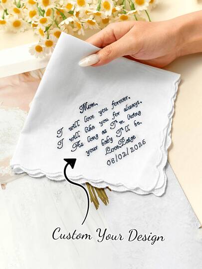 Personalized Customr Handkerchief Wedding Day Mother Of The Bride/ Small Handkerchief, Gift For Bridal Parents At Wedding, Mother Of The Groom/Father Of The Groom Handkerchief For Wiping Tears At Wedding, Wedding Decoration, Wedding Gift, Reusable