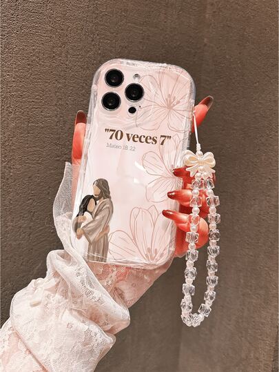 1pc New Transparent Irregular Shell Cream Texture Jesus Flower Pattern TPU Phone Case Compatible With IPhone 17 Pro Max/17/17 Pro/16 Pro Max/16/16 Pro/15 Pro Max/15 Pro/15/14 Pro Max/14 Pro/14/13 Pro 13/12 Pro/12/11, Anti-Drop With Butterfly Lanyard, Suitable As Gift For Family, Holiday, Friends, Birthday, Girlfriend, Boyfriend Or Personal Use