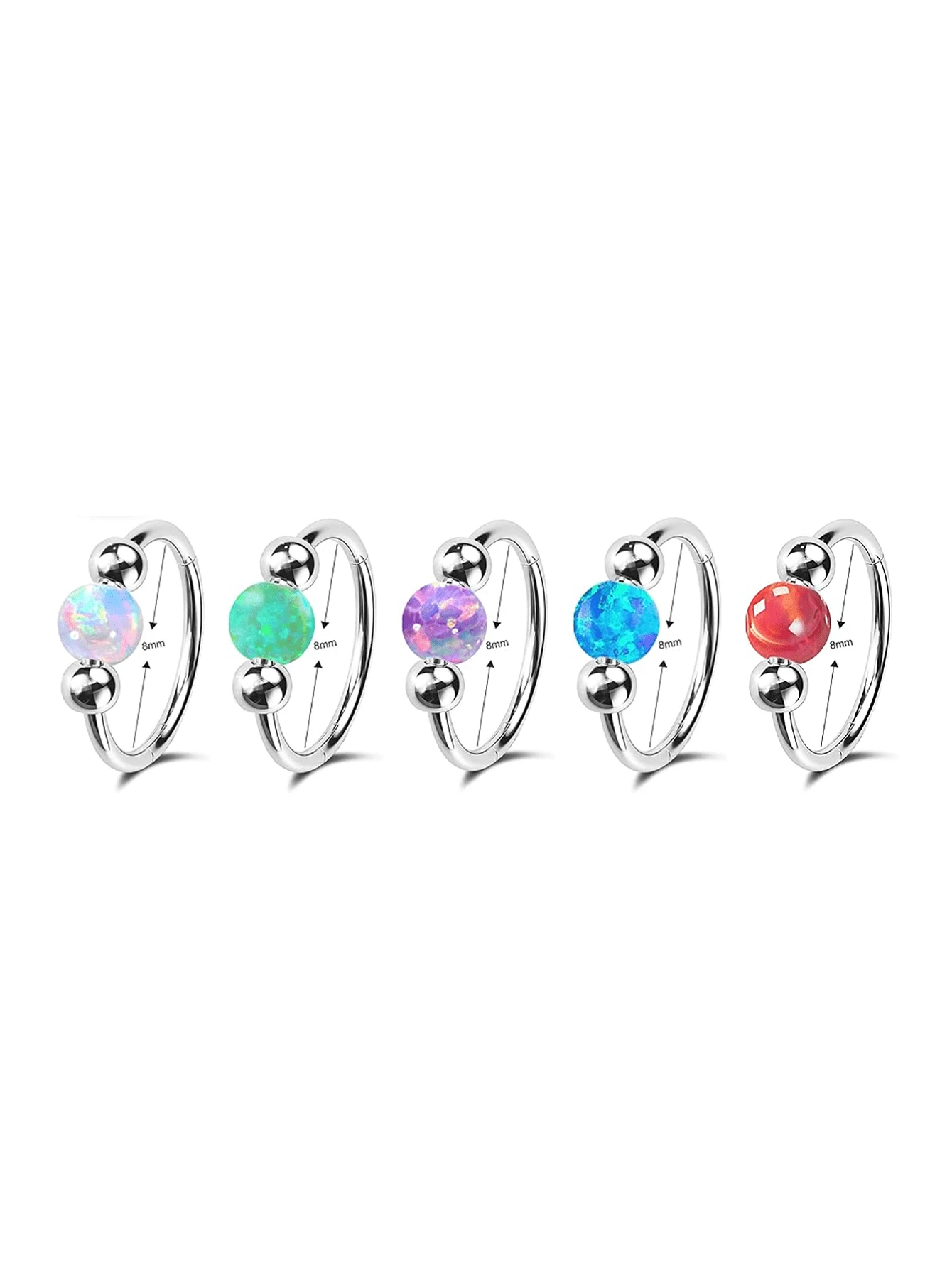 Khuyên mũi đá Opal 18G, 8mm/10mm, thép không gỉ 316L chất lượng phẫu thuật, không gây dị ứng - Thích hợp cho xỏ lỗ mũi/vách ngăn và xỏ sụn tai, unisex, thích hợp đeo hàng ngày, thúc đẩy quá trình lành vết thương, thích hợp cho lỗ xỏ mới, thoải mái khi đeo, không ảnh hưởng đến giấc ngủ. - Vàng - Xem 1