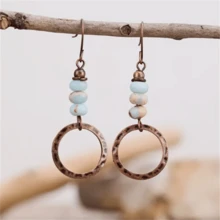 一对波西米亚复古镂空螺旋吊坠耳环，节日派对珠宝礼物（女士款） - 古銅色 15 - 查看 6