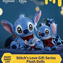 Disney 1个正版迪士尼史迪奇毛绒玩偶，带蝴蝶结，史迪奇玩偶吊坠，儿童安抚玩偶，家居装饰，抱枕，生日/节日礼物 - 藍色 - 查看 2