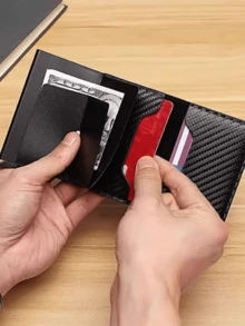 RFID Aluminum Box PU Leather Men's Wallet With Card Holder, Designer Anti-Theft Wallet - Multicolor - View 6