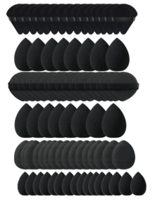 5/10/20/30/40/50/60/80/100pcs Makeup Sponge Set, Includes: 10 Liquid Foundation Sponges + 10 Mini Liquid Foundation Sponges + 10 Triangle Powder Puffs (For Loose Powder & Setting) + 10 Air Cushion Puffs (For Face Makeup) + 10 Mini Air Cushion Puffs (For Concealer), Suitable For Makeup, Home Decor, Vanity, Travel, Bedroom, Makeup Tools, Puffs, Makeup Sponge, Affordable, Gift For Her - Black - View 6