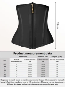 1pc Waist Cincher Zipper Front Compression Bustier, Women Shapewear, Colombian Waist Trainer - Black - View 2
