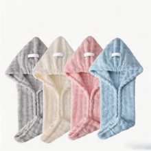 French Bubble Plush Home Hair Drying Cap, Adult Extra Large Thick Super Absorbent Quick Dry One-Piece Long Hair Turban - Hair Drying Cap - View 3