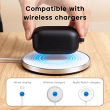 KEKOA 三星 Galaxy Buds 4/Buds 4 Pro 专用软硅胶保护套，带钥匙扣和清洁刷套装，防震保护壳，黑色 - 黑色 - 查看 5