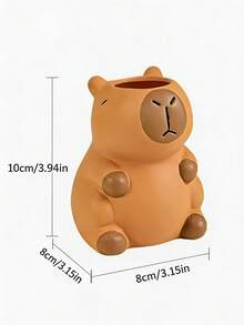 1pc Cute Capybara Pen Holder & Makeup Brush Organizer, Versatile Desktop Decor For All Seasons - Multicolor - View 7