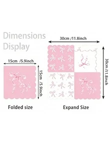 20pcs/40pcs Pink Bow Baby Shower Napkins, Disposable Party Napkins, Scalloped Edge Party Napkins, Pastel Baby Shower Tableware, Bow Print Disposable Napkins - Multicolor - View 5