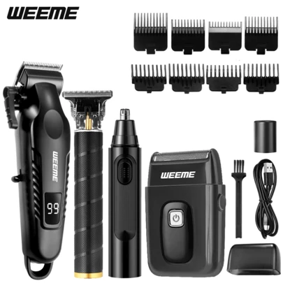 WEEME 4-In-1 Men's Wireless Electric Shaver And Trimmer Set, Includes Nose Hair Trimmer And Shaver, Multi-Functional Grooming Tools For Trimming, Shaving And Cleaning, Suitable For Home Use, Travel, And As A Gift For Boyfriend Or Father