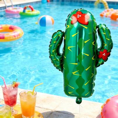 Globos de aluminio con forma de cactus, adecuados para decoración de fiestas de cumpleaños y fiestas temáticas tropicales
