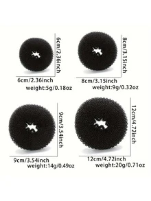 1 Set de herramientas para hacer moños, moldeador de moño tipo dona, kit de herramientas para peinados, moldeador de moño tipo dona (Colores de referencia: Beige, Café, Negro) Kit de herramientas para el cabello, verano, vacaciones, viaje, festival, cumpleaños - Multicolor - Ver 3