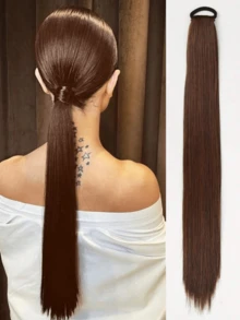 Peluca con diadema de 23 pulgadas de largo, banda elástica de cabello natural y esponjoso, peluca con coleta alta - Multicolor - Ver 2