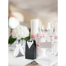 200 piezas Cajas de dulces estilo occidental para boda, cajas de recuerdos de boda para novios, cajas de regalo para dulces y chocolates atadas con cinta, cajas de recuerdos de fiesta de boda clásicas y creativas para decoración de mesa de postres, despedida de soltera, Día de San Valentín - Conjuntos - Ver 7