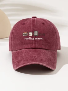 1 pieza Gorra de béisbol lavada unisex - Impresa con el texto "Temporada de lectura Libro Café Gafas" - Correa ajustable, sombrero ligero para exteriores apto para las 4 estaciones, adecuado para senderismo, camping, uso diario - Regalo perfecto - Diseño de fácil lavado, accesorio de cabeza casual, patrón divertido, accesorio de cabeza cómodo - Gorra de béisbol lavada - Ver 11