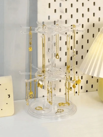 1 pièce Présentoir de rangement rotatif à couche unique, Présentoir de rangement pour la maison, Présentoir pour clés, Présentoir multi-couches pour bandeaux, Présentoir de rangement pour petits articles du quotidien