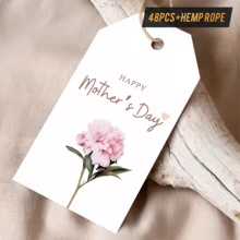 48 thẻ quà tặng "Chúc mừng Ngày của Mẹ", được làm từ dây gai với thiết kế hoa mẫu đơn trang nhã, thích hợp làm quà tặng Ngày của Mẹ, quà tặng cho phụ nữ và những món quà nhỏ ý nghĩa, truyền tải những tình cảm tuyệt vời và lòng biết ơn. - A - Xem 3