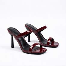 Geeyea Women's Shoes, Burgundy, Stiletto Heel, Strappy Sandals, Glossy Patent Leather, Retro-Modern Design, Made Of Synthetic Leather, Suitable For Summer Wear, Bars, Nightclubs, Business Dinners, And Dates. - Phiên bản nâng cấp màu đỏ - Xem 14