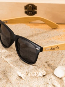 Customized Fashion Glasses, Wedding Guest Gift, Bachelorette Party Favor, Groomsman Customized Glasses, Birthday Gift, Wooden Glasses, Groomsman Invitation Gift, Groom Wedding Gift, Wedding Souvenir, Birthday Gift, Party Favor, Father's Day Gift, Valentine's Day Gift, 3-Piece Set, Includes Glasses, Gift Box, Raffia - Multicolor - View 3
