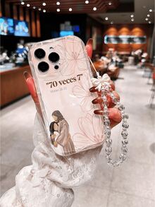 1pc New Transparent Irregular Shell Cream Texture Jesus Flower Pattern TPU Phone Case Compatible With IPhone 17 Pro Max/17/17 Pro/16 Pro Max/16/16 Pro/15 Pro Max/15 Pro/15/14 Pro Max/14 Pro/14/13 Pro 13/12 Pro/12/11, Anti-Drop With Butterfly Lanyard, Suitable As Gift For Family, Holiday, Friends, Birthday, Girlfriend, Boyfriend Or Personal Use - Multicolor - View 2