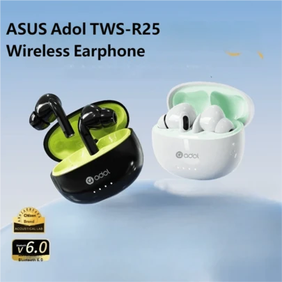  Auriculares Bluetooth ASUS R25 Intraaurales Reducción de ruido inteligente Audio de alta calidad Efecto de sonido panorámico Auriculares Batería de larga duración Auriculares deportivos inalámbricos Bluetooth 6.0 que garantiza que no se desconecten Air Buds Compatible con teléfonos móviles, tabletas y computadoras Auriculares ASUS Adol