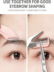 眉毛修剪工具套装（梳子和剪刀二合一） - 彩色 - 查看 2