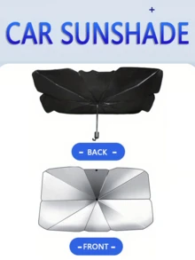 1pc Summer Foldable Reflective Sunshade Umbrella, Large Size UV Protection Sunshade Suitable For Various Car Windows, Thick Titanium Silver Heat Insulation Anti-UV Sunshade - A - View 4