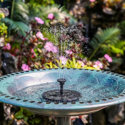 Solar Powered Bird Bath Fountain With Nozzle; Solar Powered Bird Bath Fountain Pump; Solar Floating Fountain Pump, Suitable For Bird Baths, Fish Tanks, Outdoor, Garden And Pond, Garden Decor, Outdoor Decor