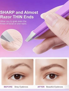 1pc Purple Angled Eyebrow Tweezers - View 3