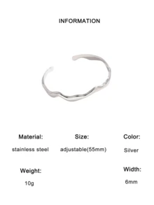 1pc Minimalist Geometric Open Cuff Bracelet, Elegant Stainless Steel Plated Gold Bangle, Suitable For Women's Daily, Party And Date Wear - Multicolor - View 7