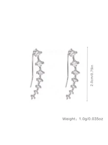 1对925纯银奢华优雅耳夹耳环，精致闪亮，适合日常佩戴 - 銀色 - 查看 6