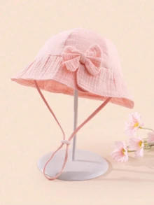 1pc Baby Solid Color Sun Hat, Breathable Beach Bucket Hat With Adjustable Rope, Suitable For Boys And Girls Summer Sun Protection - 1PC - View 8