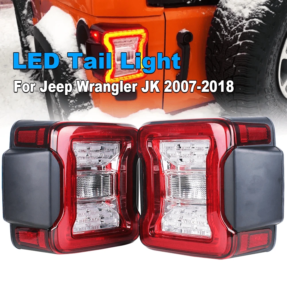 For JK 2007-2018 LED Tail Light Taillight Assembly Rear Lamps Brake Reverse Light Daytime Running Lights 2pcs