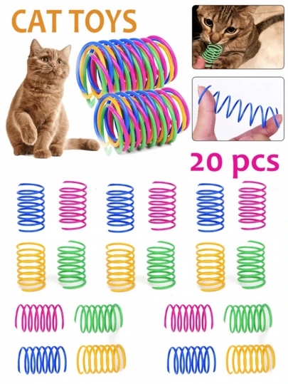 20pcs Colorful Spring Cat Toys, Indoor Cat Toys, Creative Cat Toys To Kill Time And Keep Healthy, Interactive Cat Toys, Durable Plastic Springs For Cats To Bat, Bite And Hunt